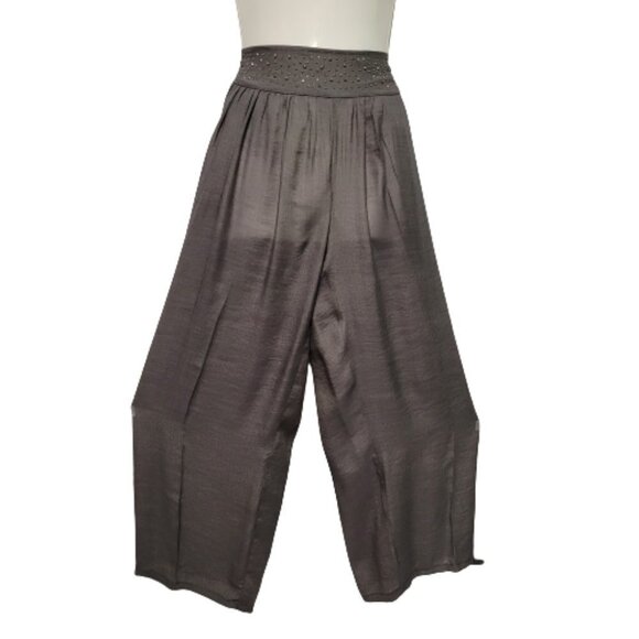 Grey Pants Elastic Waist Sheer Light Wide Leg Sequins - NEW! - Picture 6 of 13